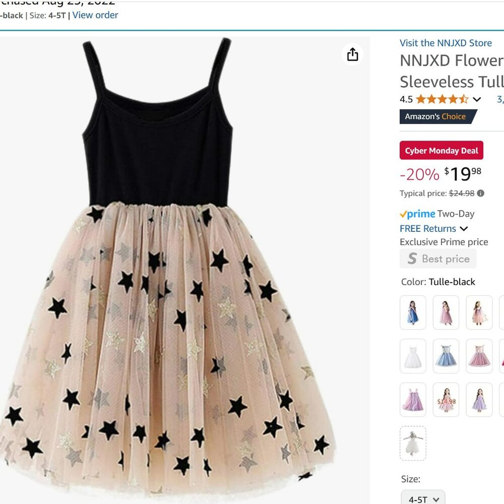 NWT - Sleeveless Tulle Stars Dress - Size 4-5T - Picture 5 of 5